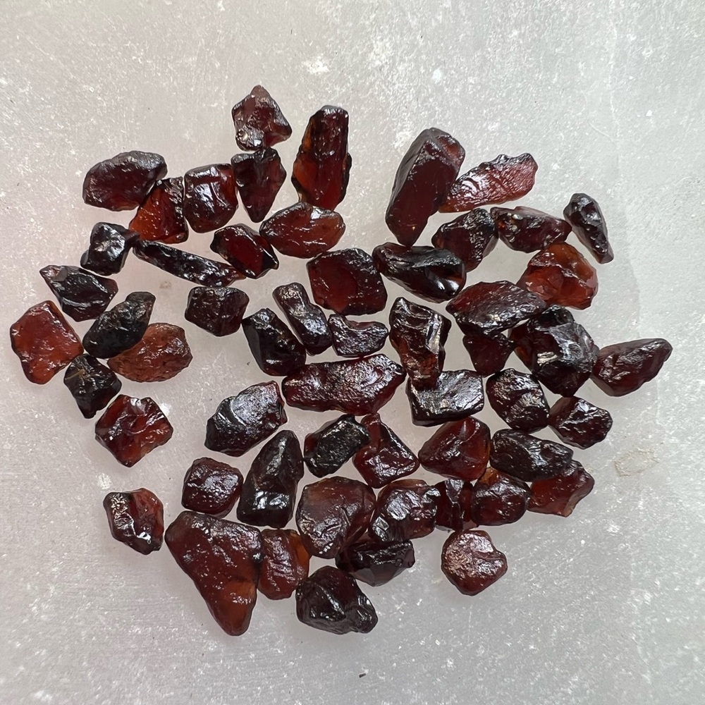 Rough blood red garnets
